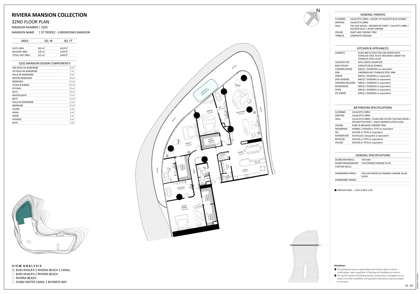 Floor plan for Unit 3202
