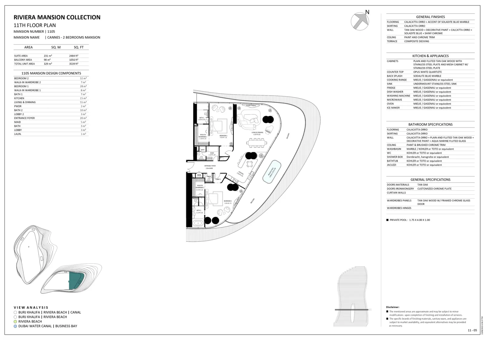 Floor plan for Unit 1105