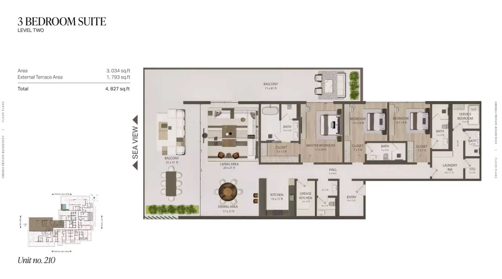 Floor plan for Type 210