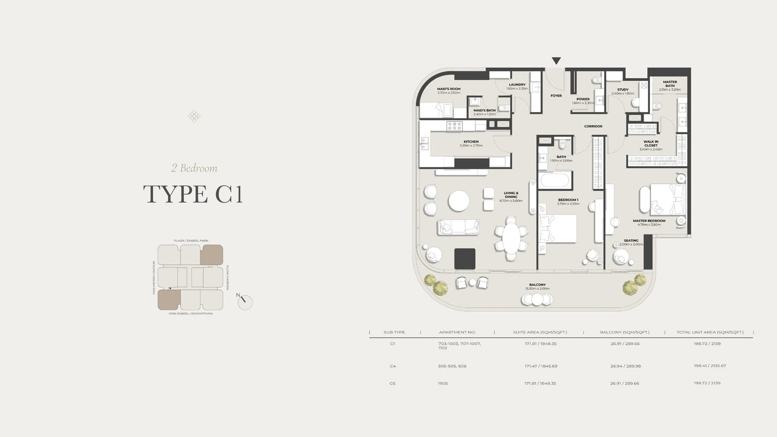 Floor plan for Type C1