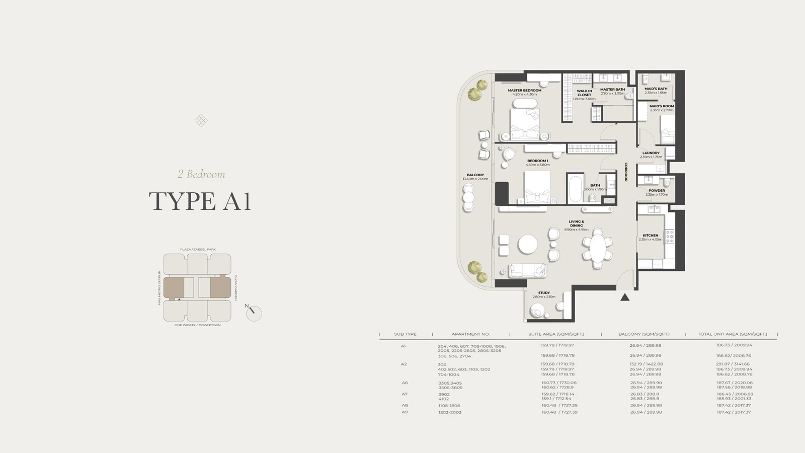 Floor plan for Type A1