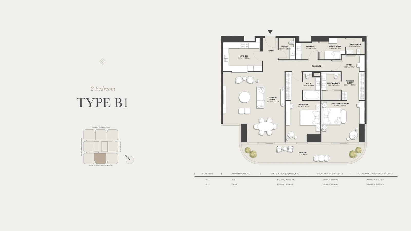 Floor plan for Type B1