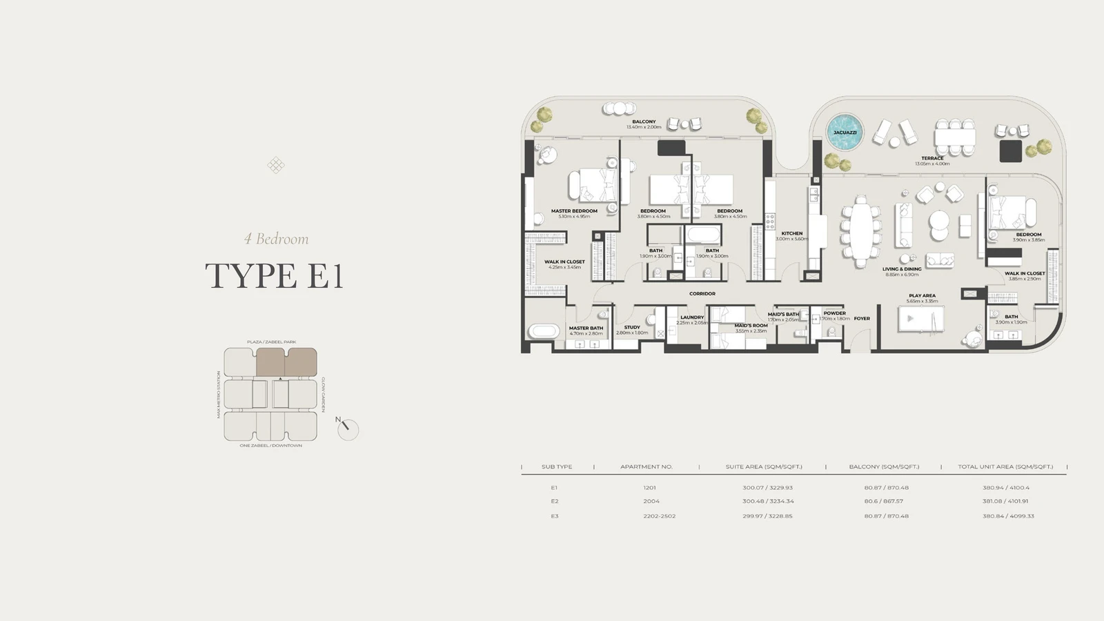 Floor plan for Type E1