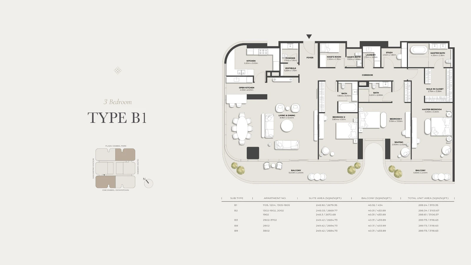 Floor plan for Type B1