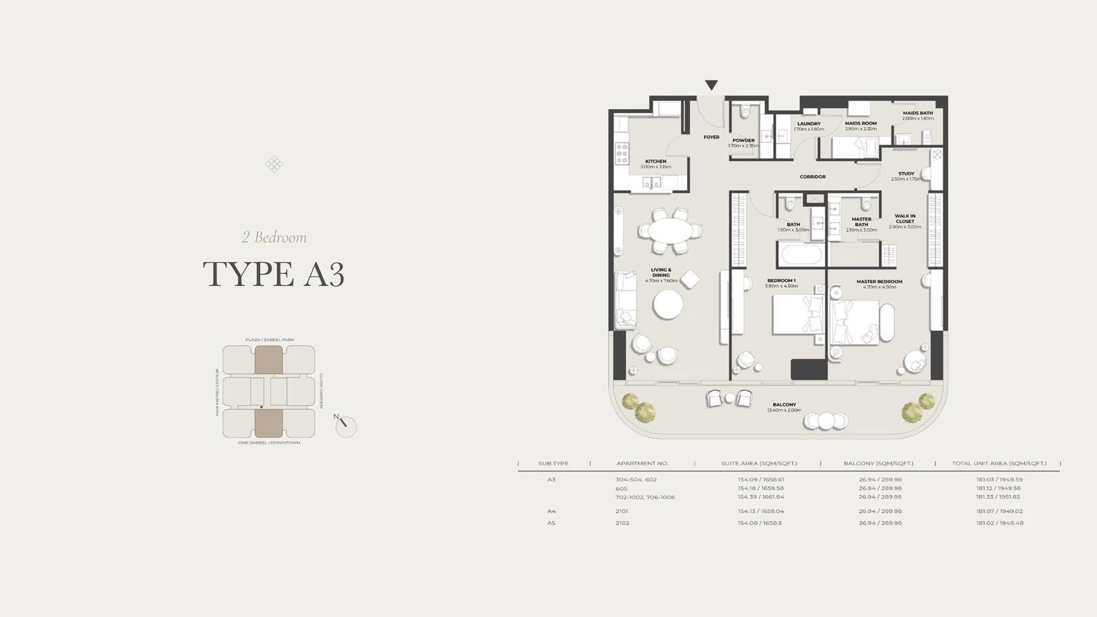 Floor plan for Type A3