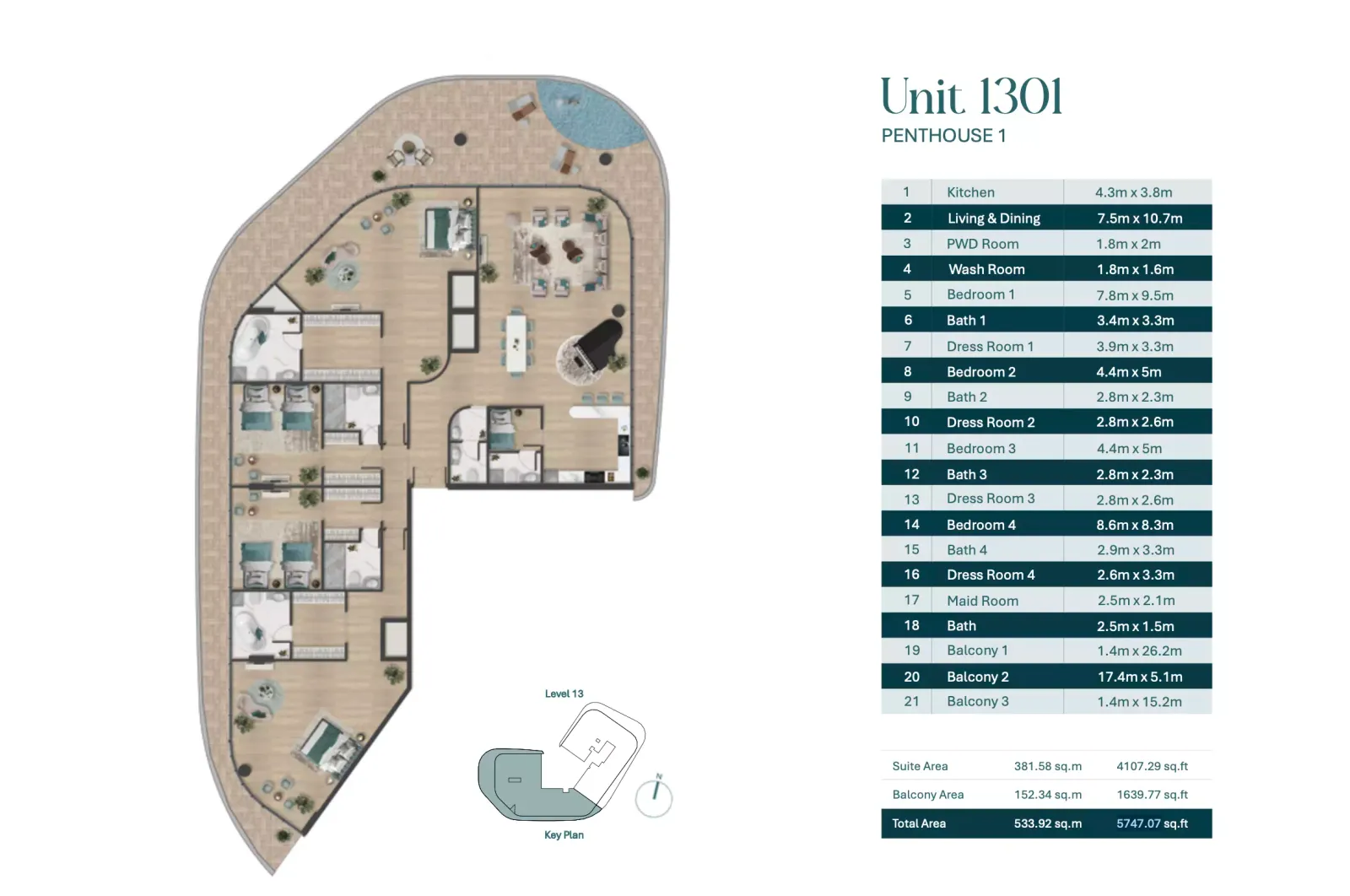 Floor plan for PENTHOUSE 1