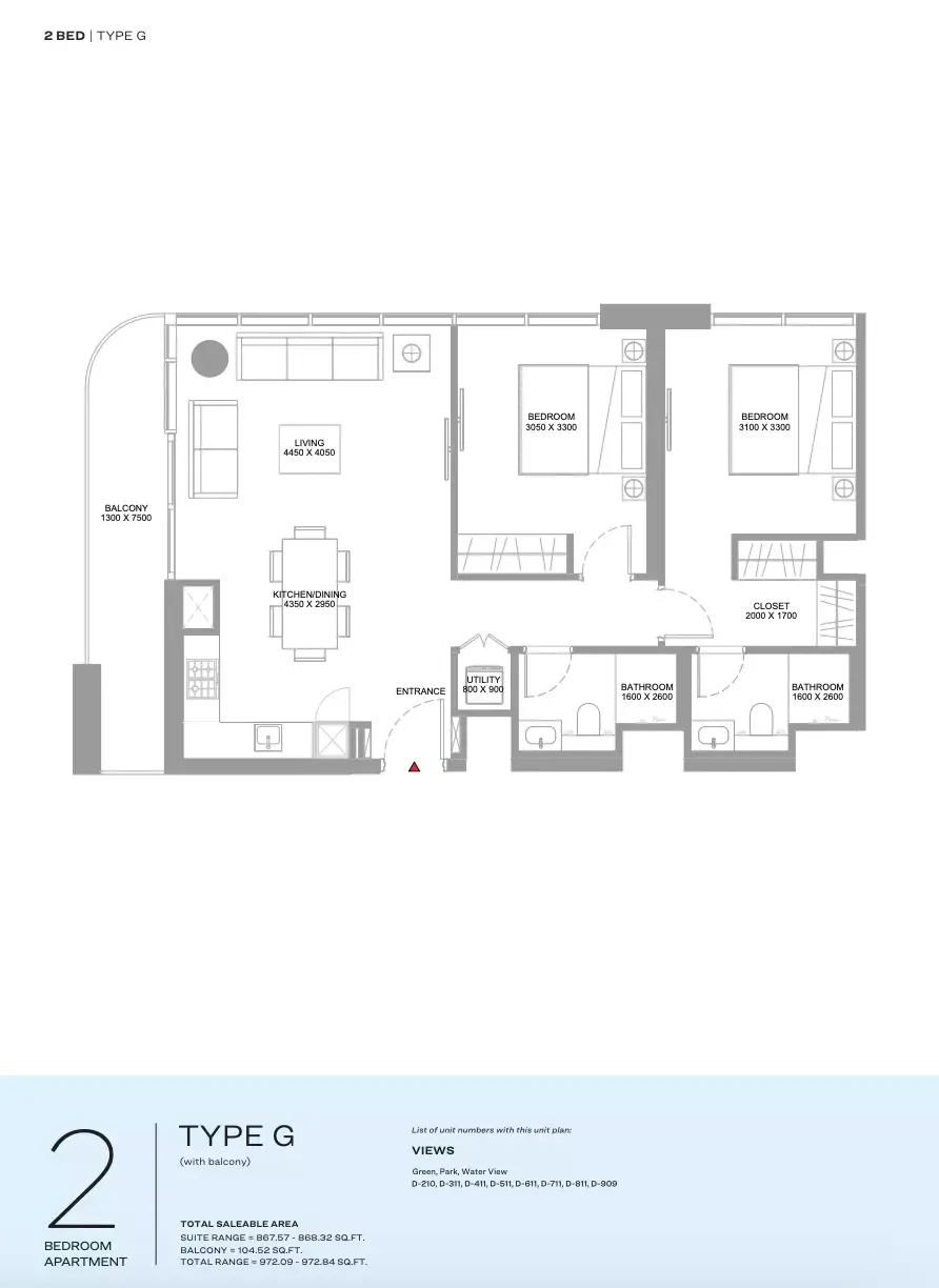 Floor plan for Type G