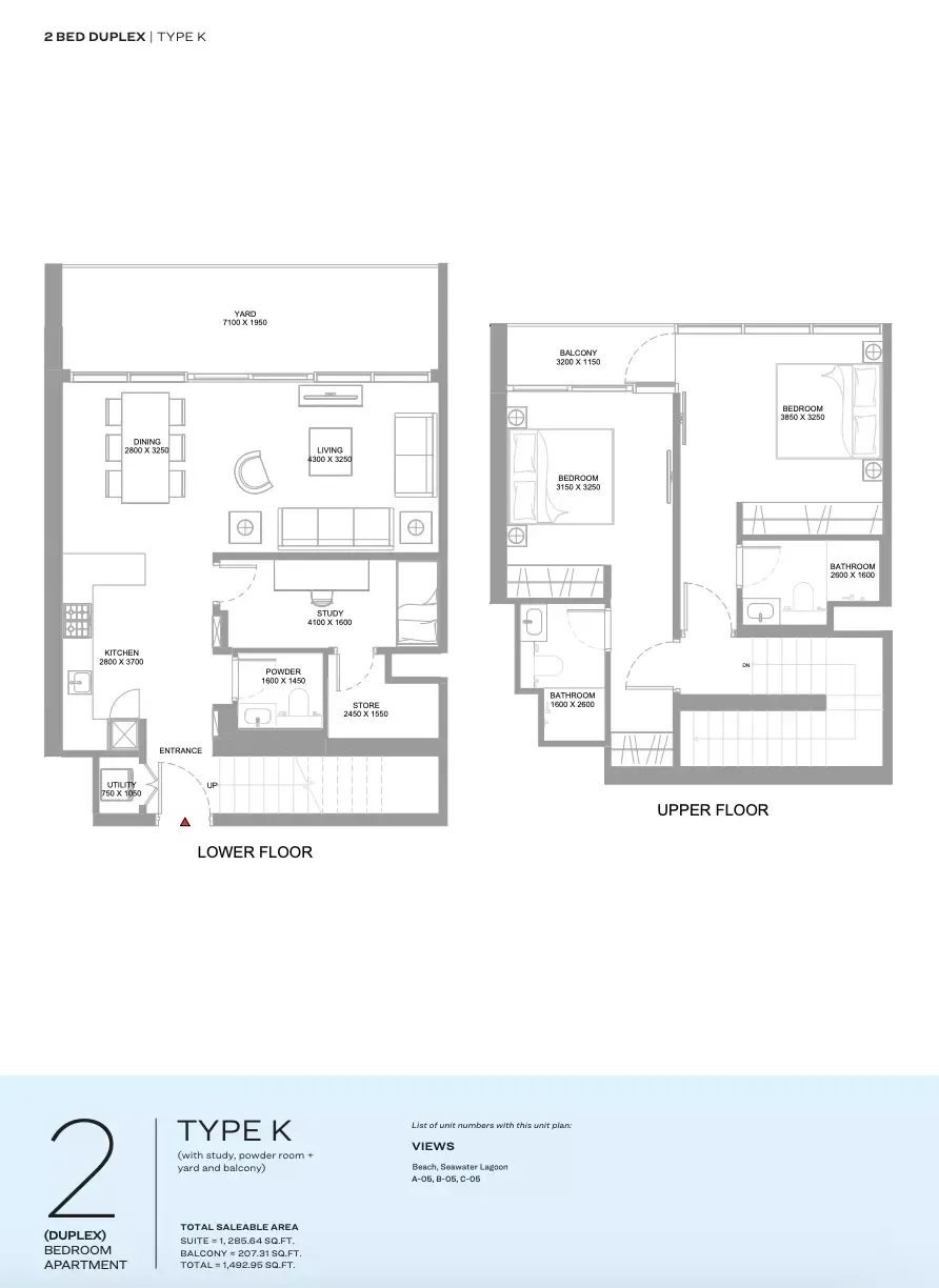 Floor plan for Type K