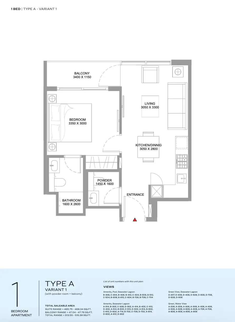 Floor plan for Type A Variant 1