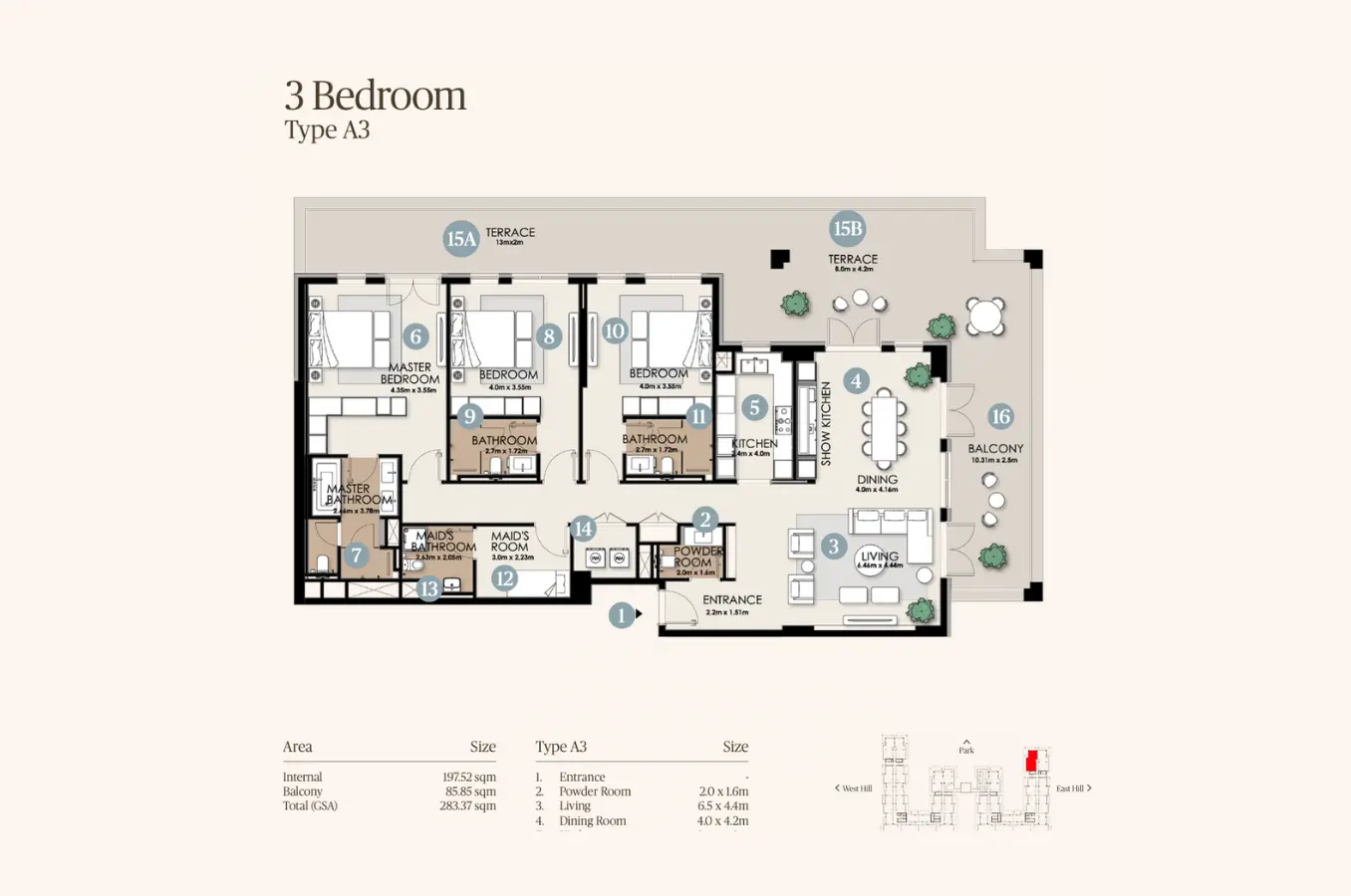 Floor plan for Type A3