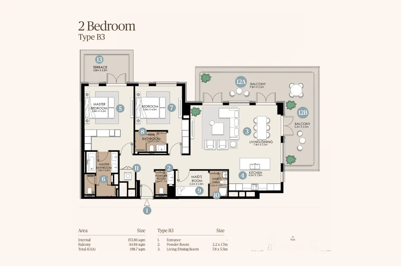 Floor plan for Type B3