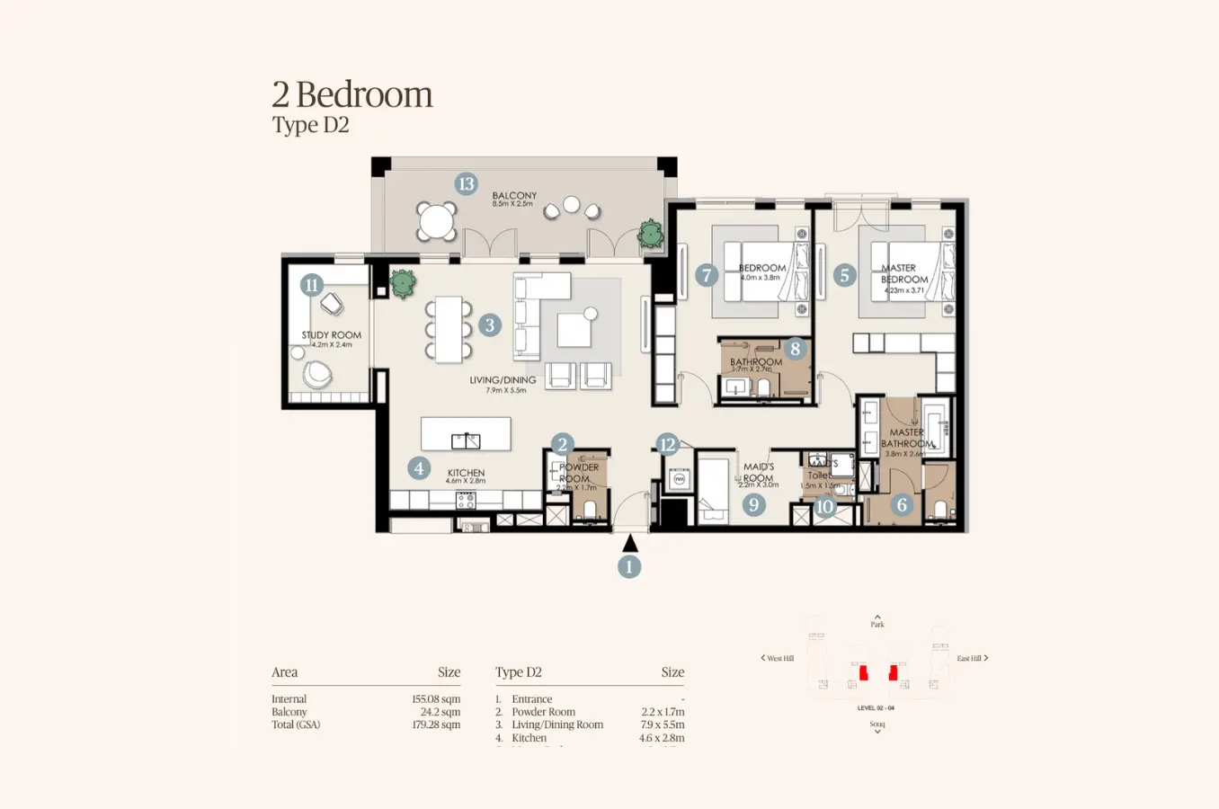 Floor plan for Type D2
