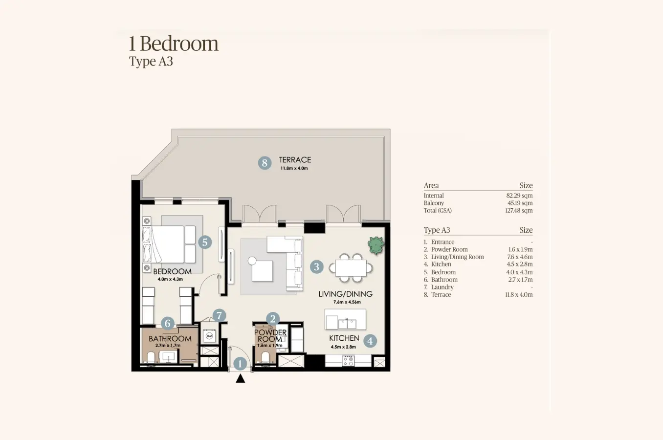 Floor plan for Type A3