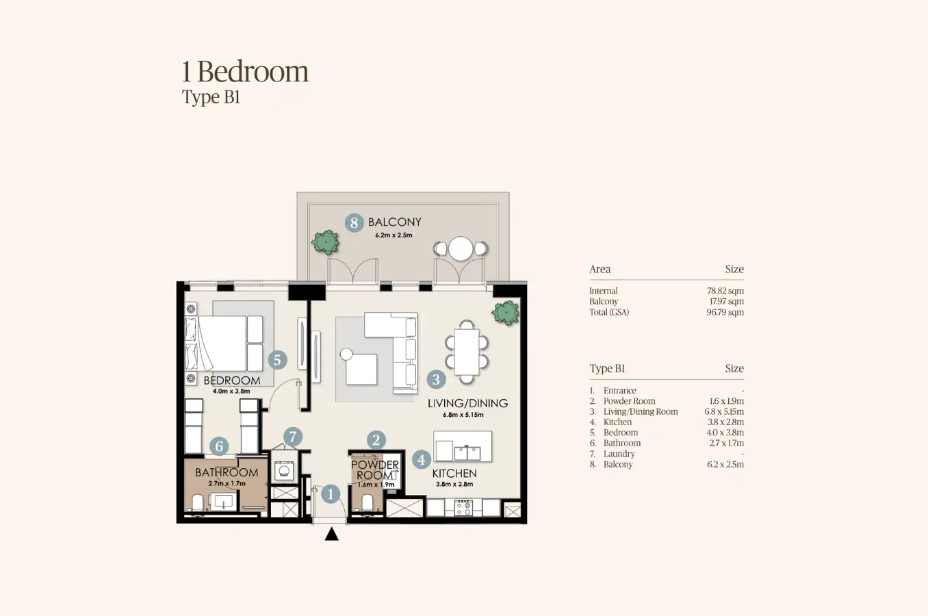 Floor plan for Type B1