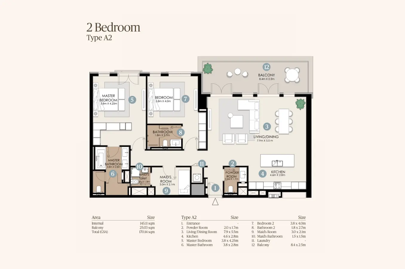 Floor plan for Type A2