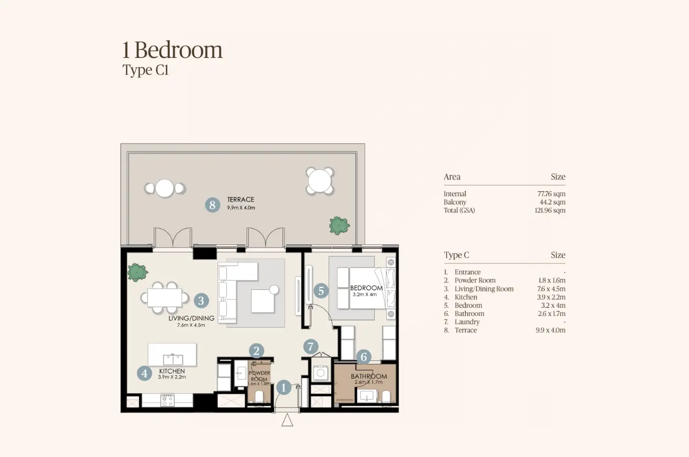 Floor plan for Type C1