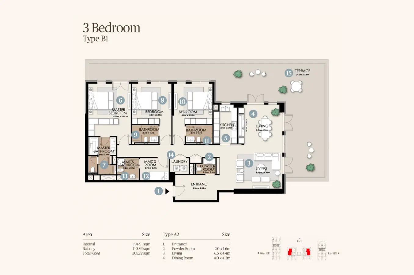 Floor plan for Type B1