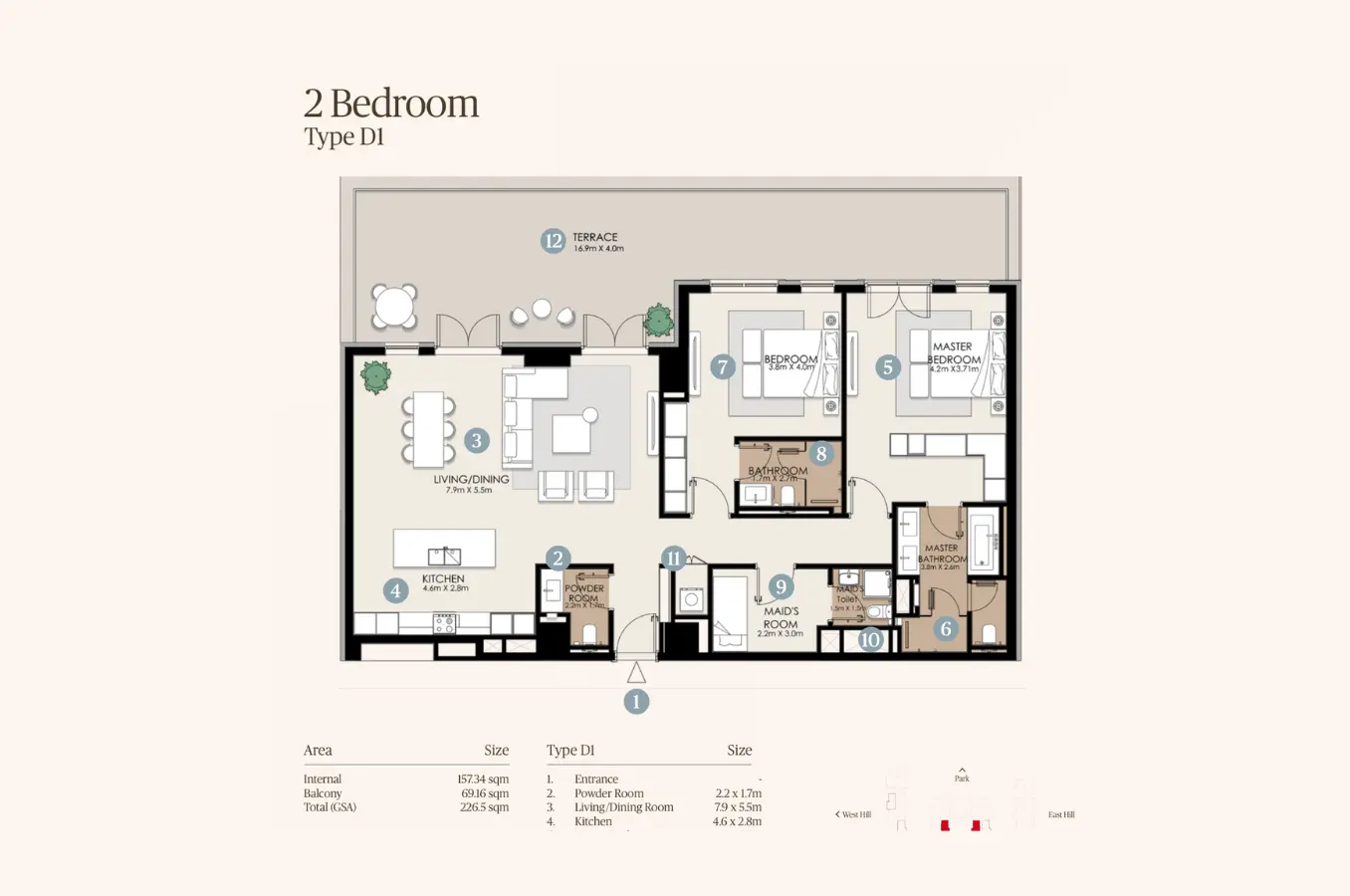 Floor plan for Type D1