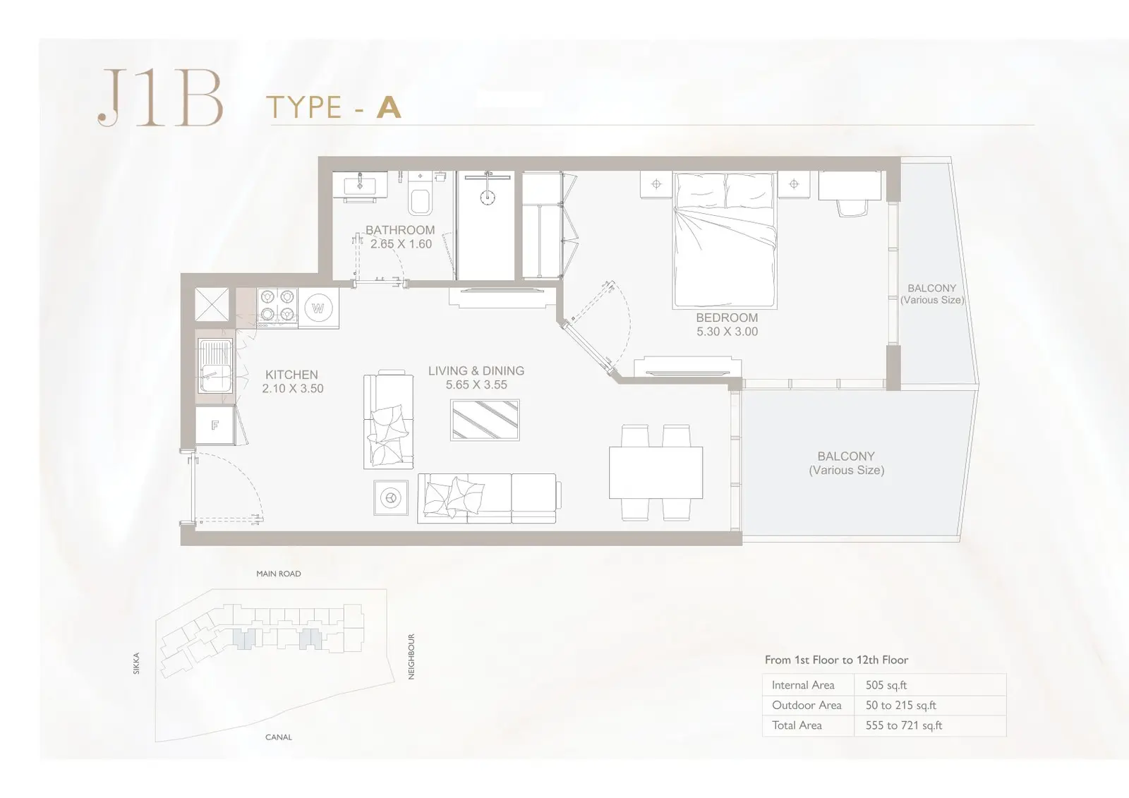 Floor plan for Type A-J