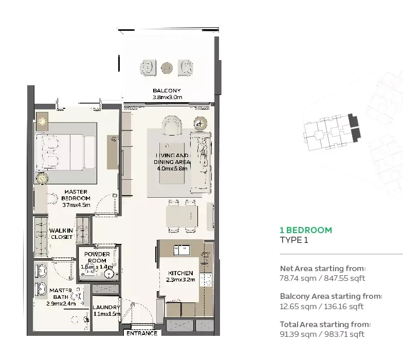 Floor plan for Type 1