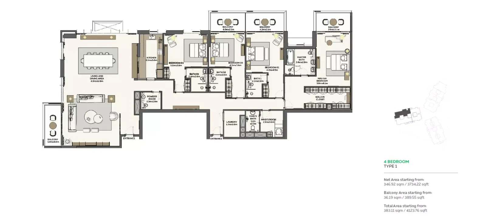 Floor plan for Type 1