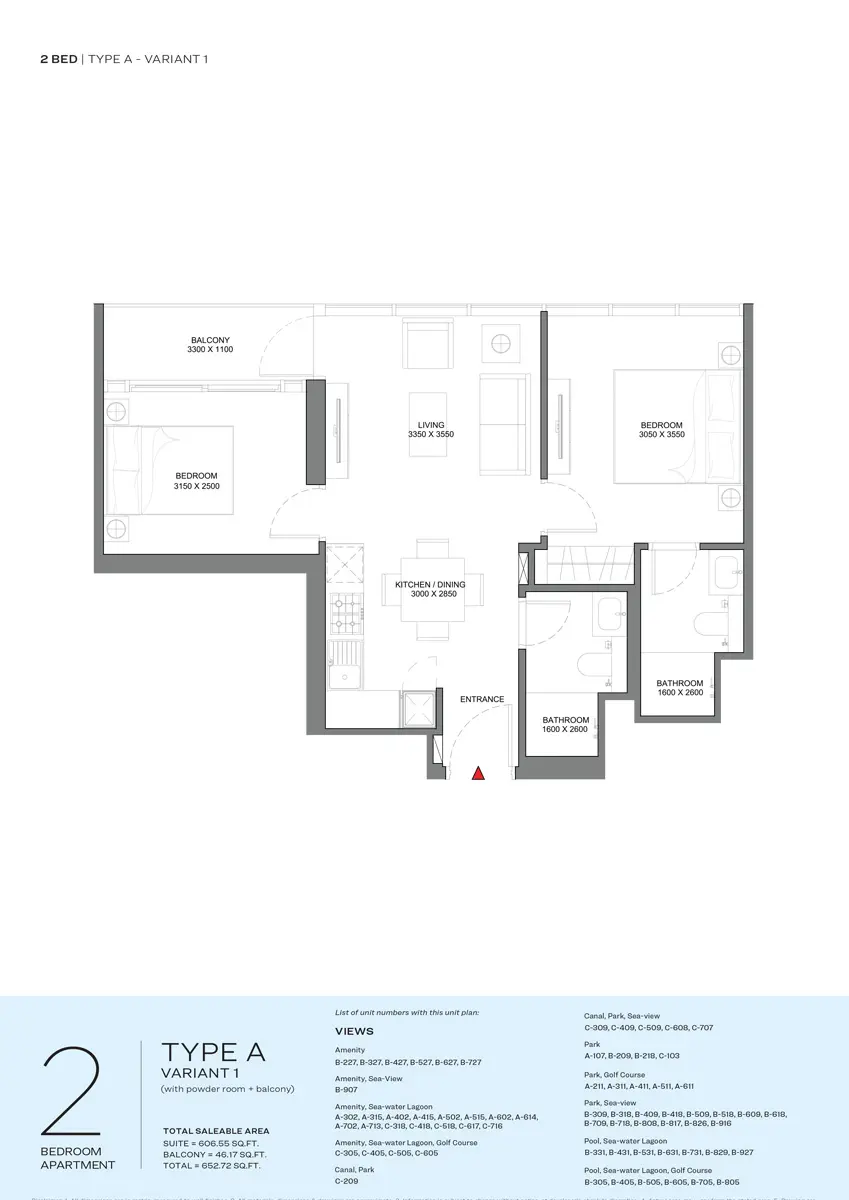 Floor plan for Type A1