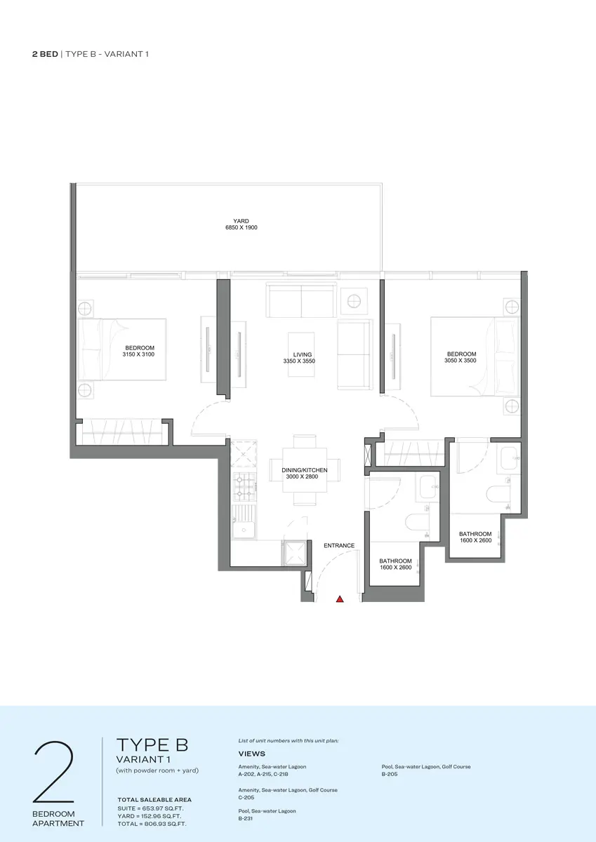 Floor plan for Type B1