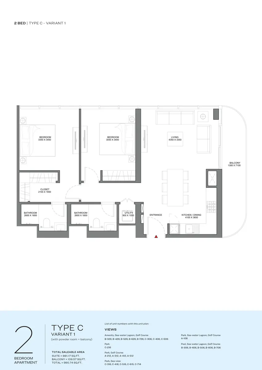 Floor plan for Type C1