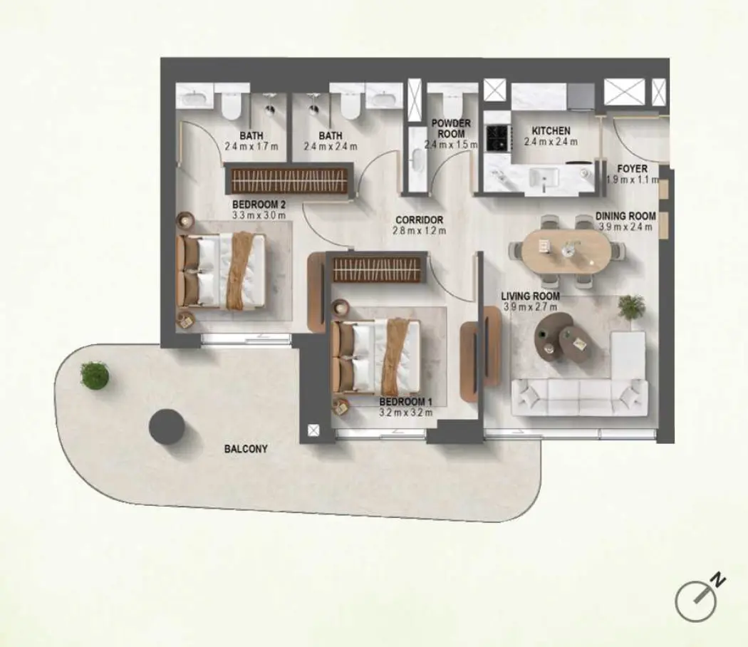 Floor plan for Type D1