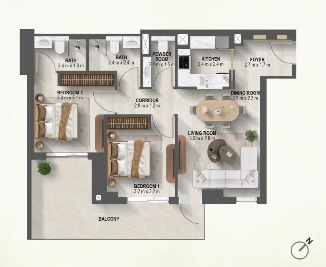 Floor plan for Type C1