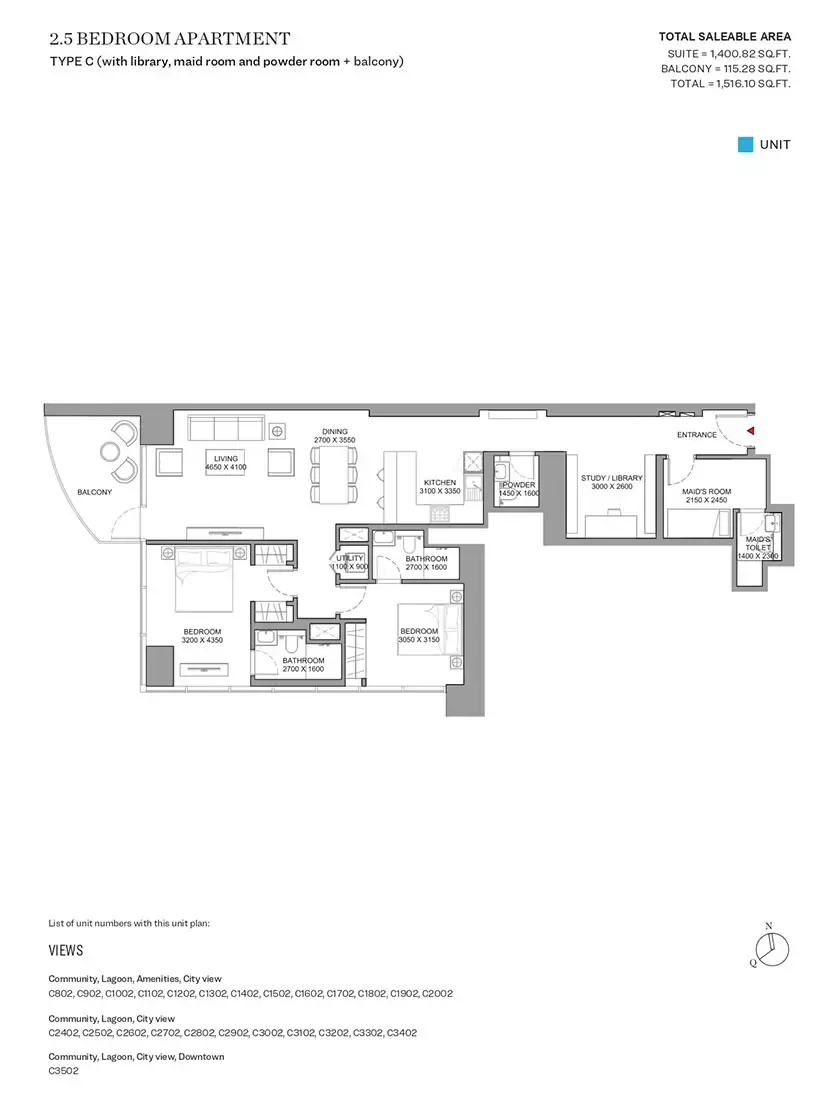 Floor plan for Type C