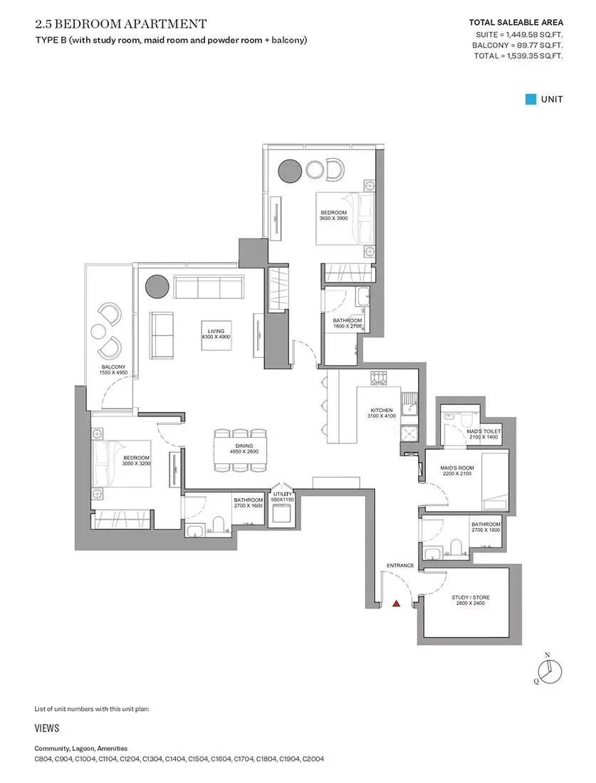Floor plan for Type B