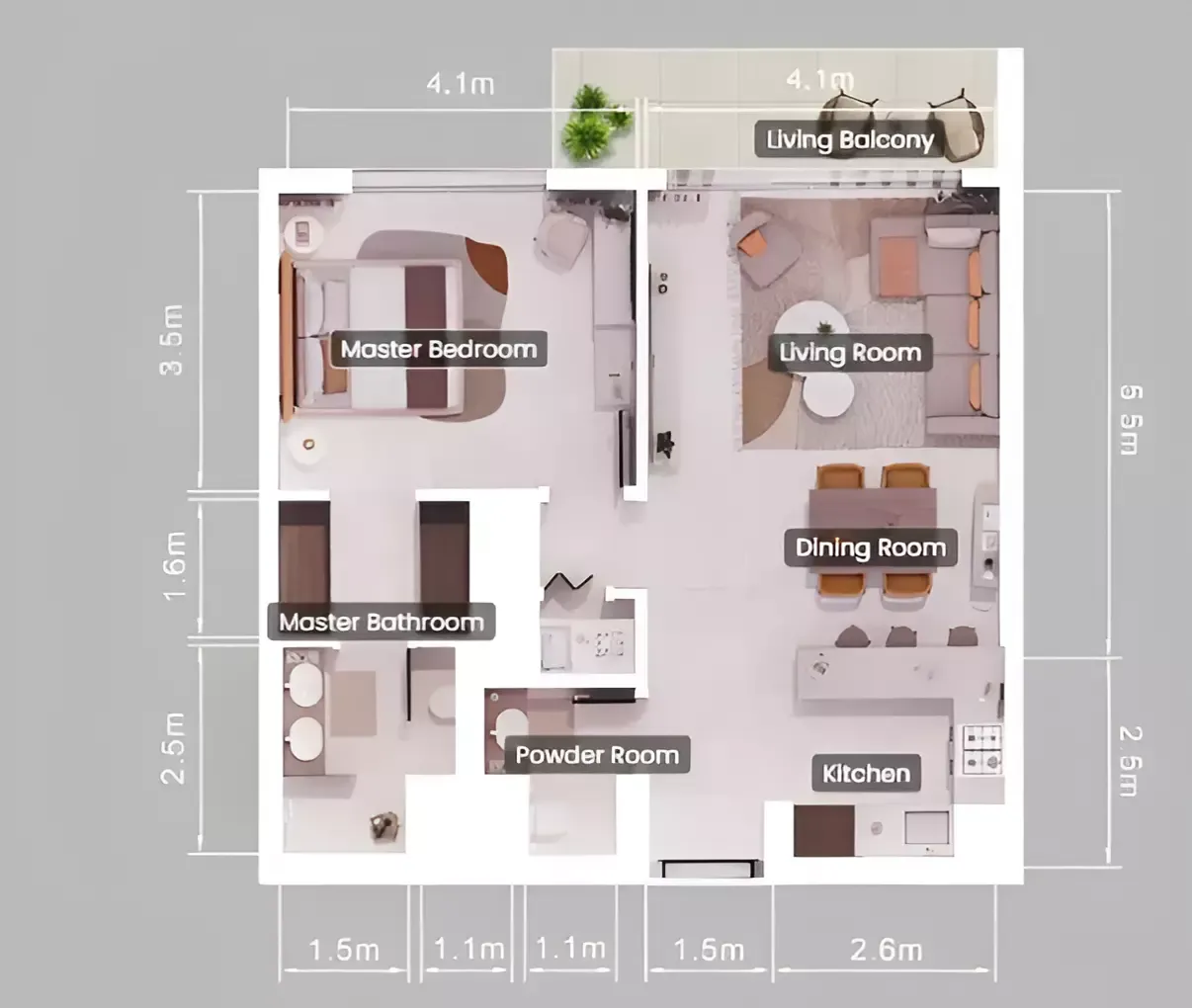 Floor plan for Type A- Mirrored