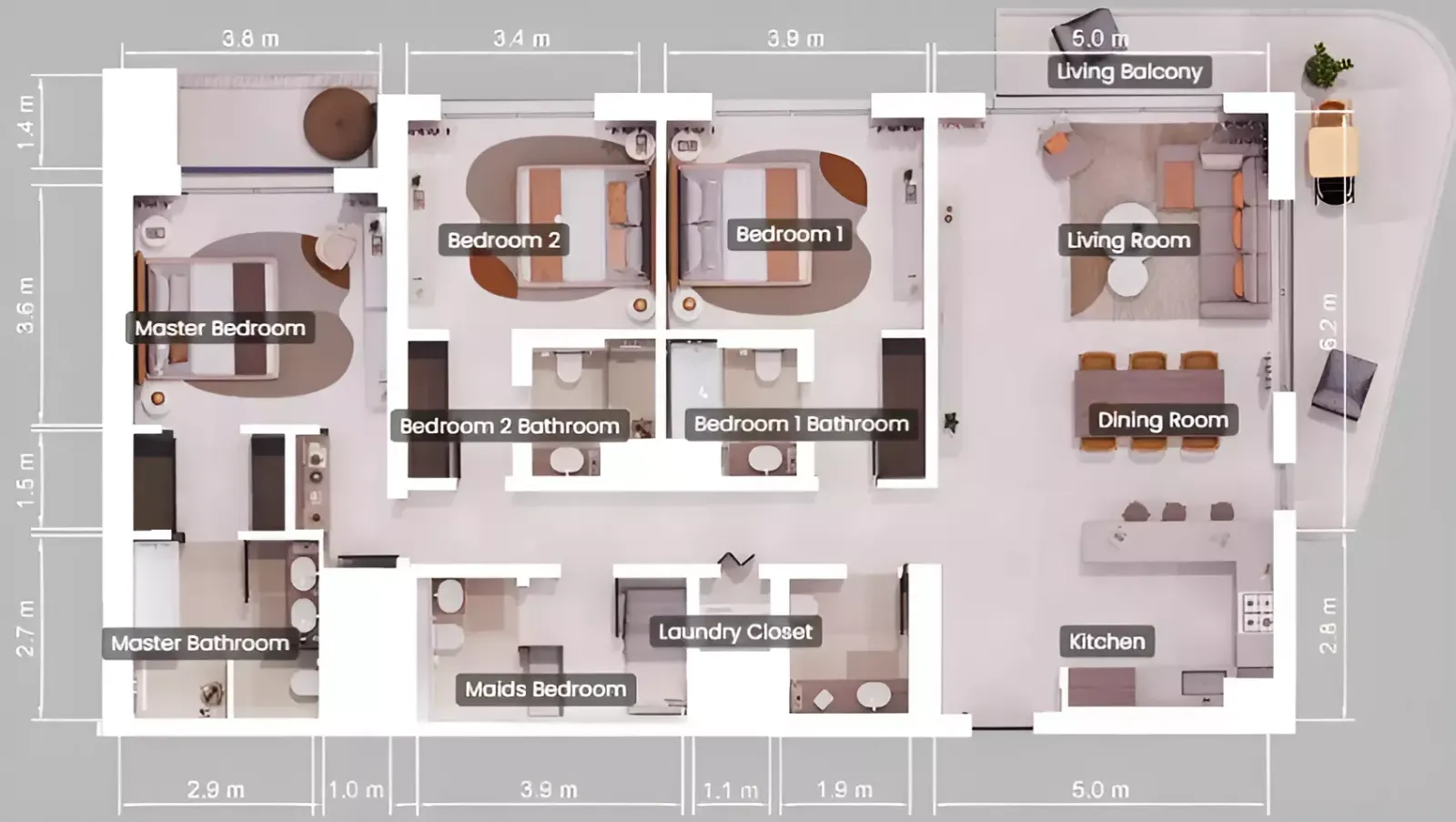 Floor plan for Type A Mirrored