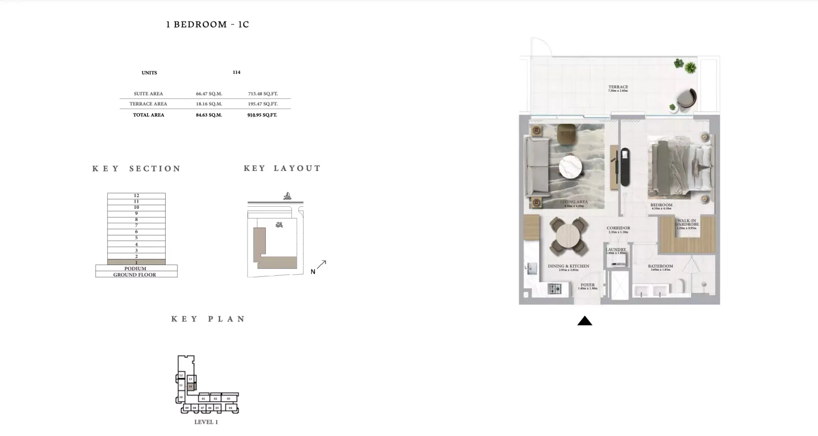 Floor plan for Type 1C