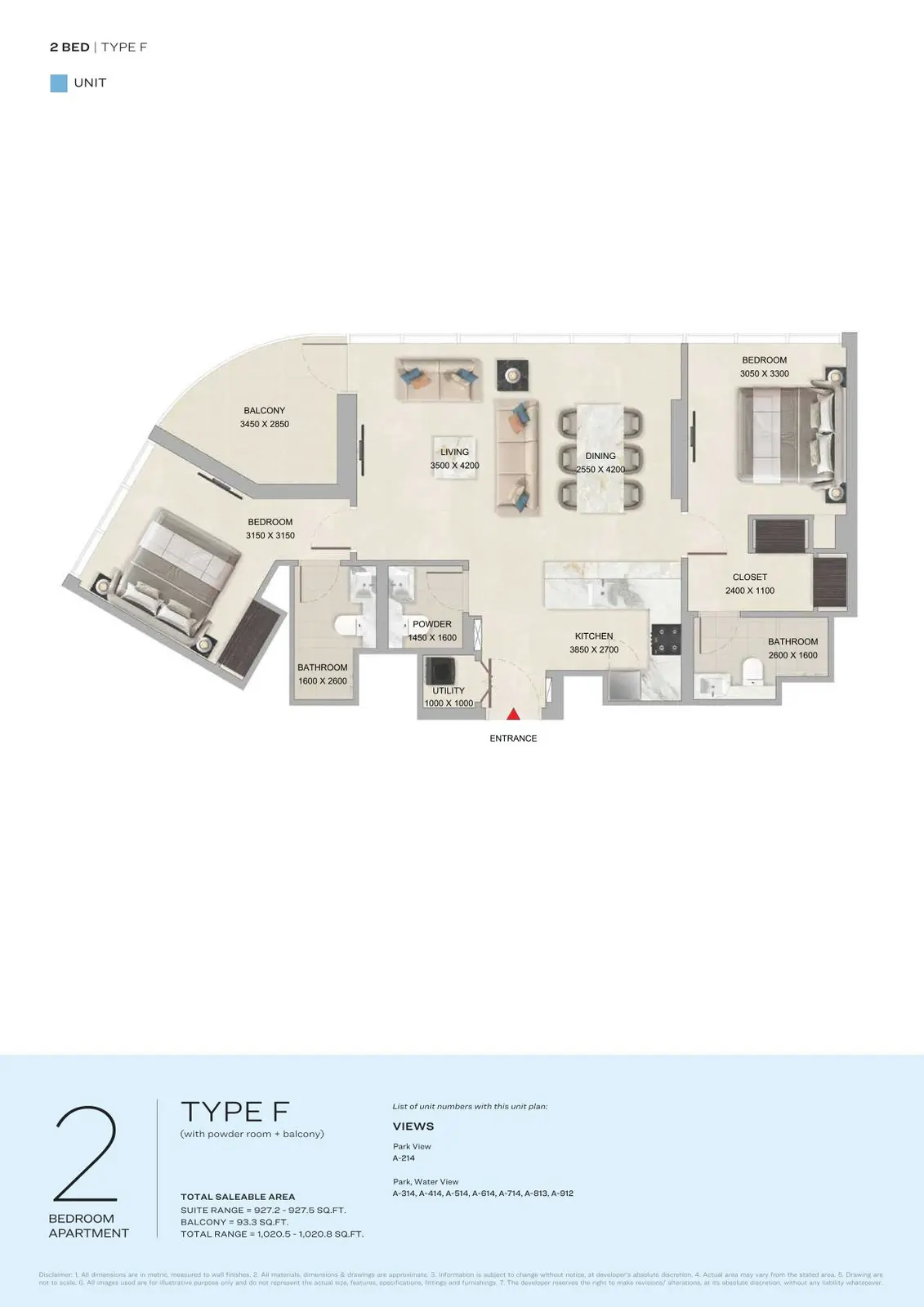 Floor plan for Type F