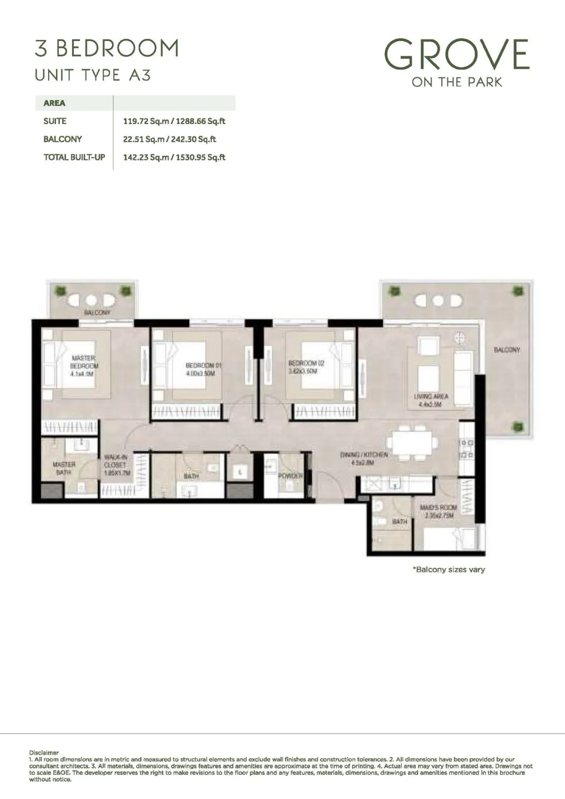 Floor plan for Type A3