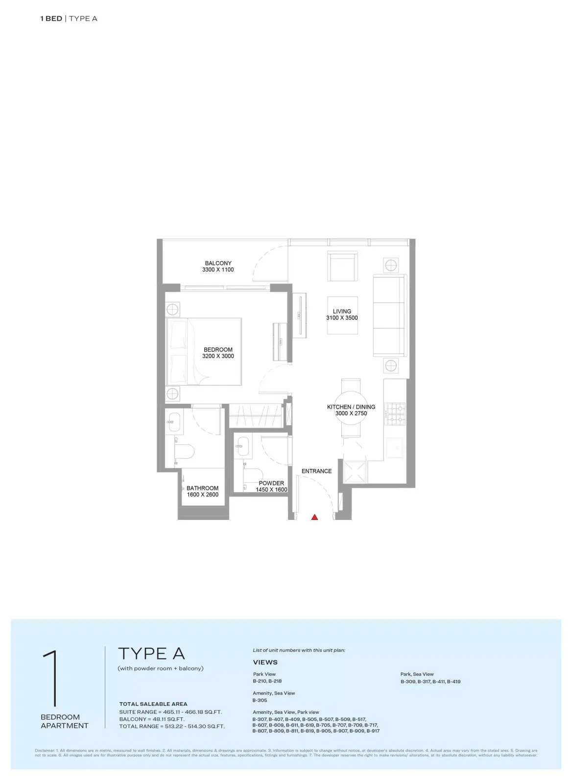 Floor plan for Type A