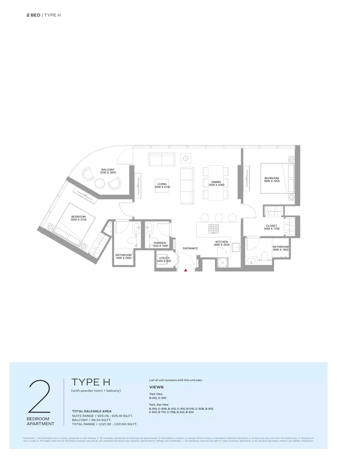 Floor plan for Type H