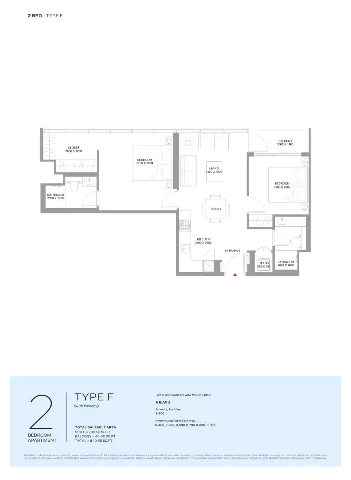 Floor plan for Type F