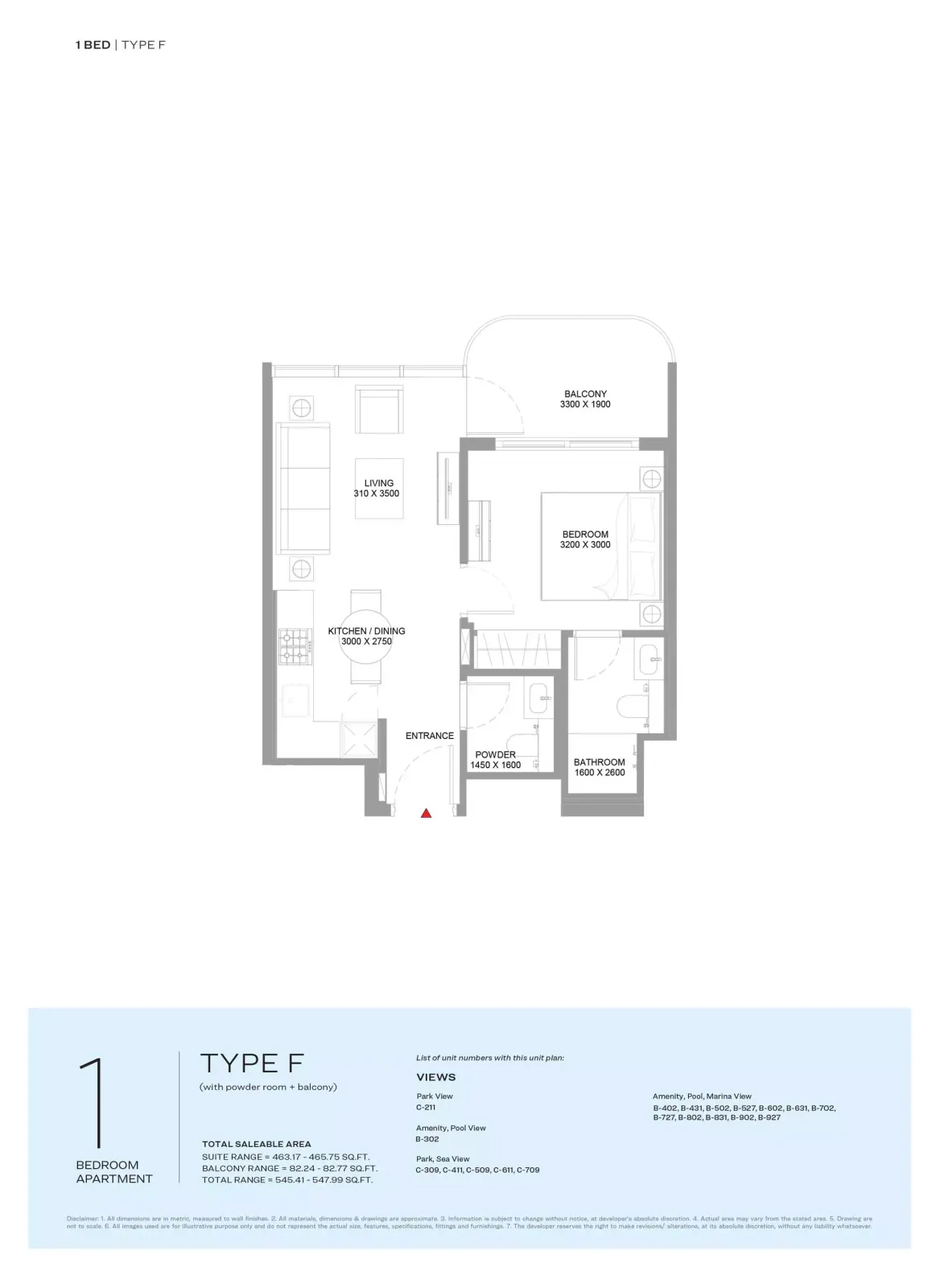 Floor plan for Type F