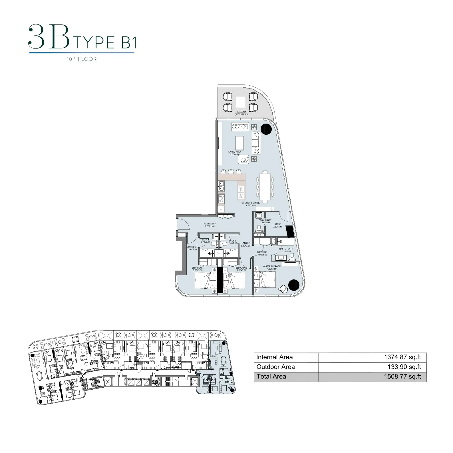 Floor plan for Type B1