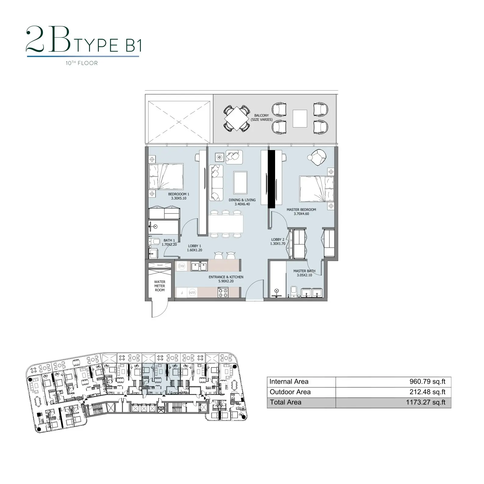 Floor plan for Type B1