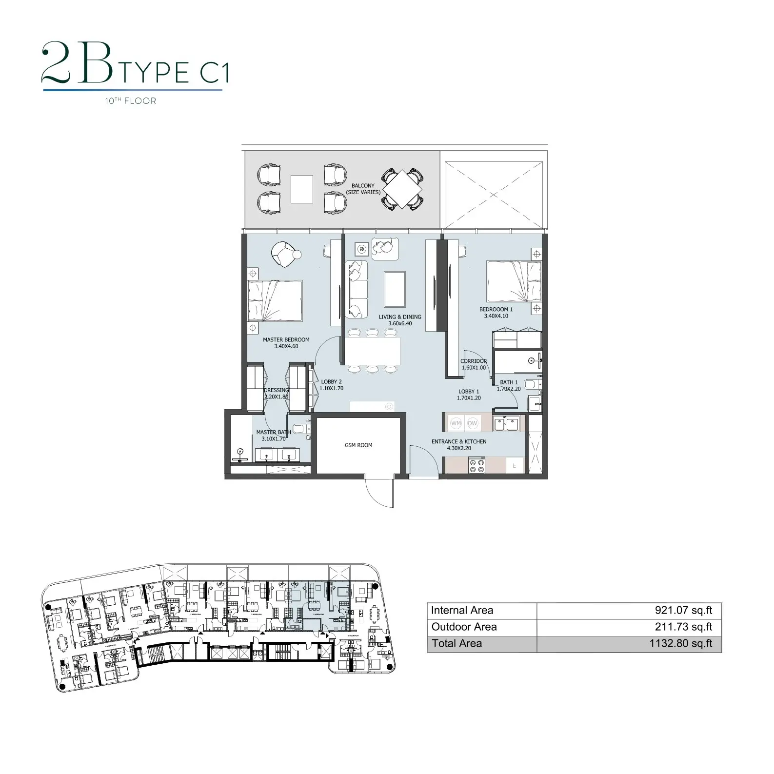 Floor plan for Type C1