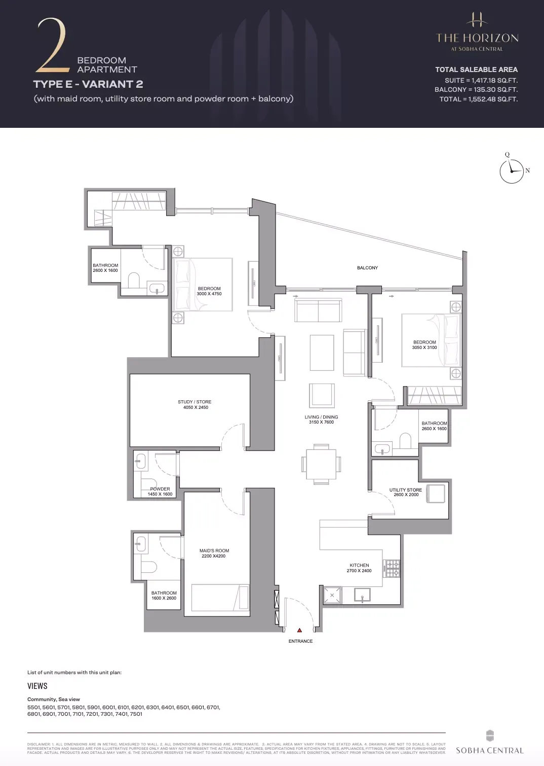 Floor plan for Type E Variant 2