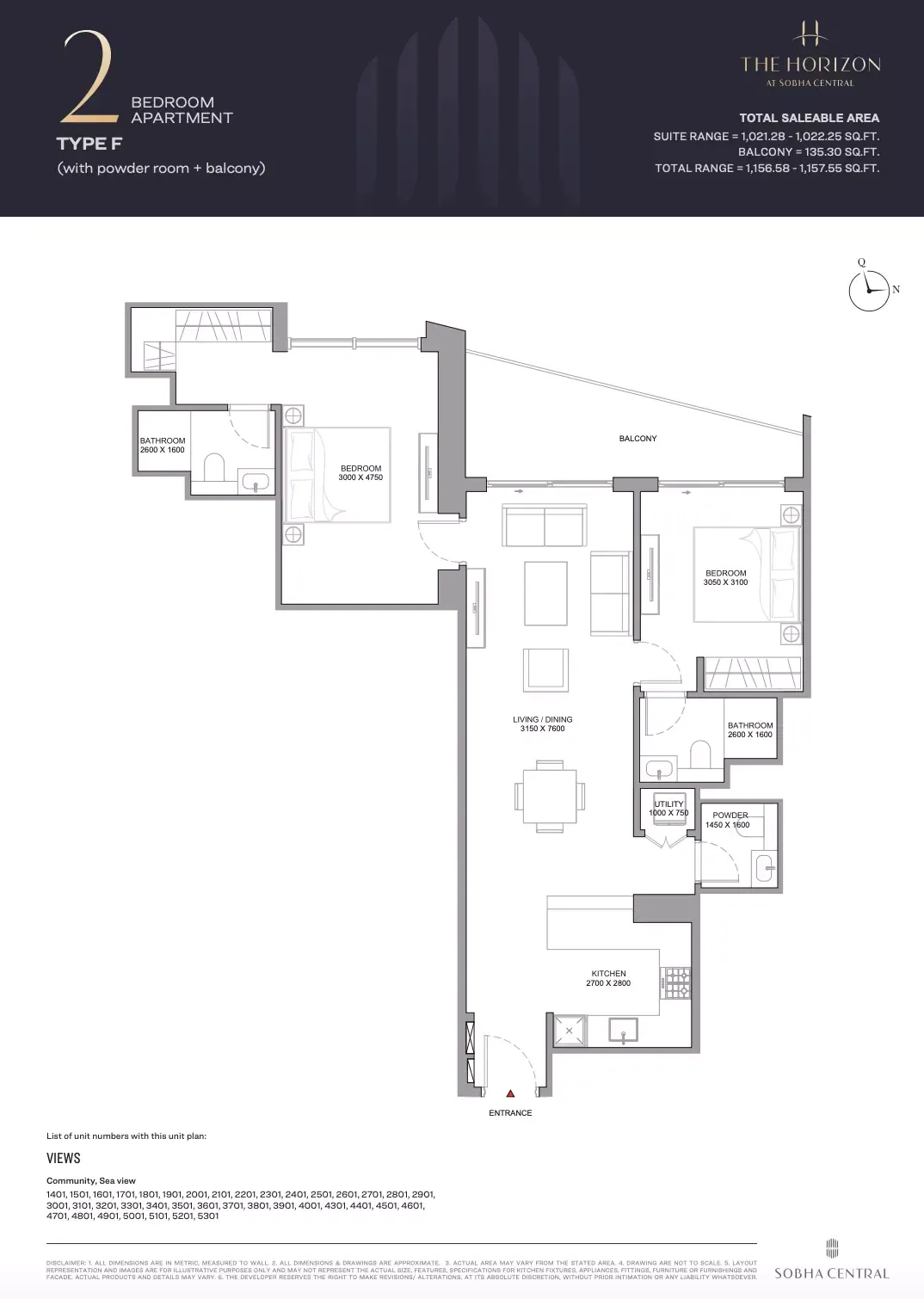 Floor plan for Type F