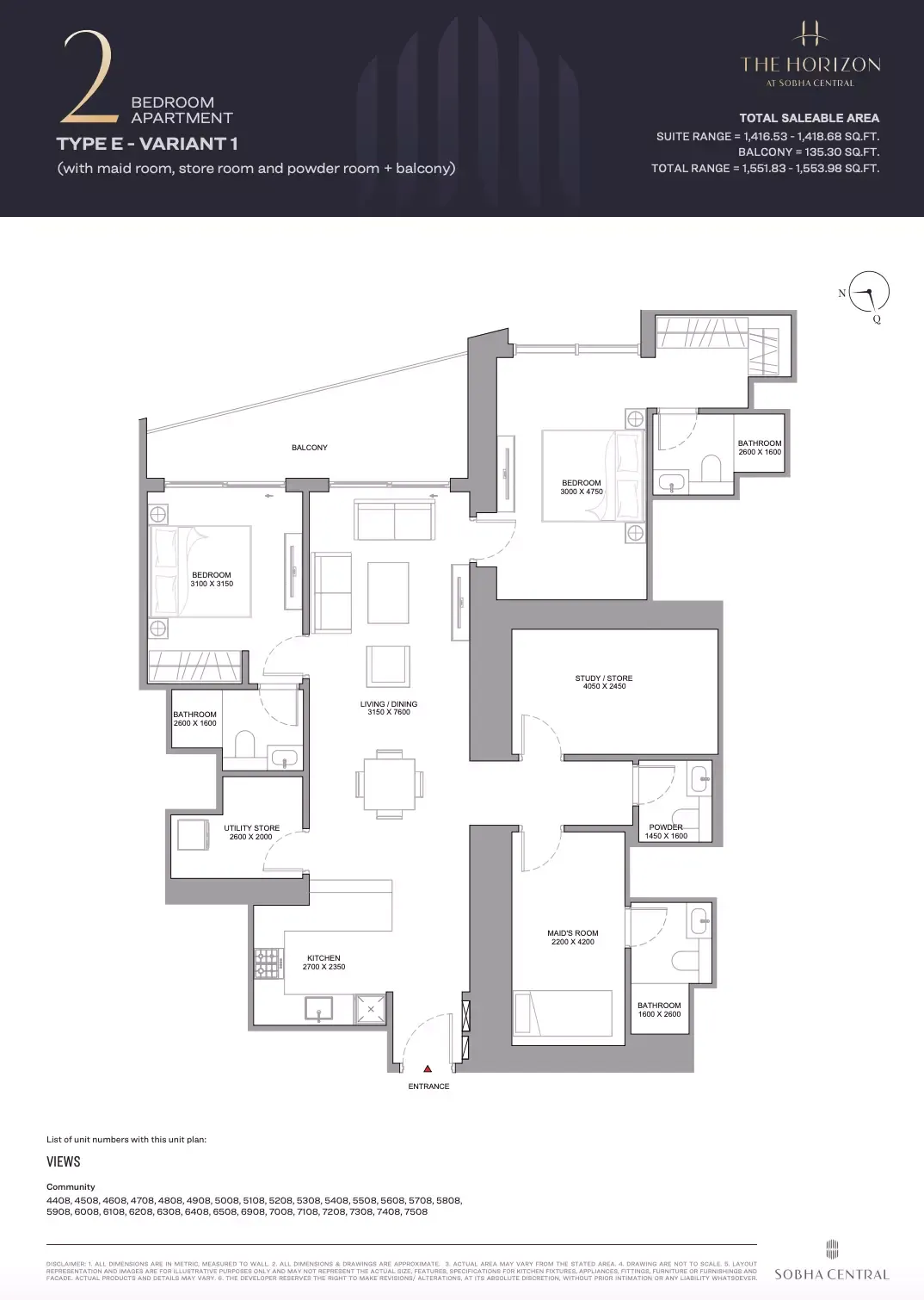 Floor plan for Type E Variant 1
