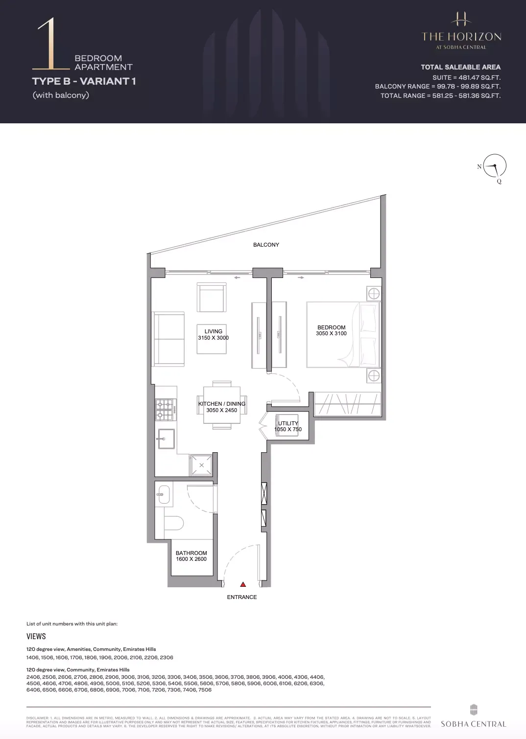 Floor plan for Type B Variant 1
