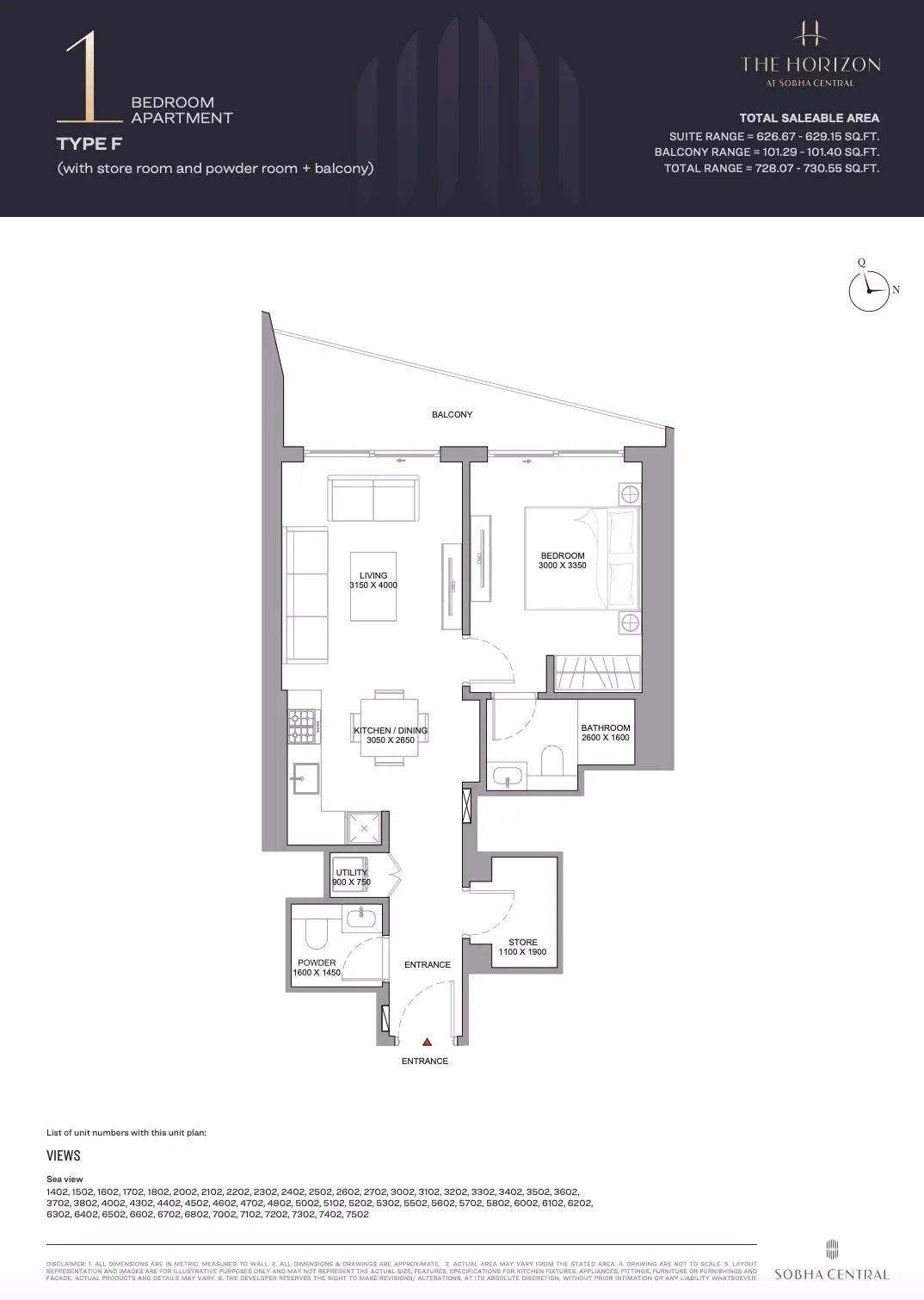 Floor plan for Type F