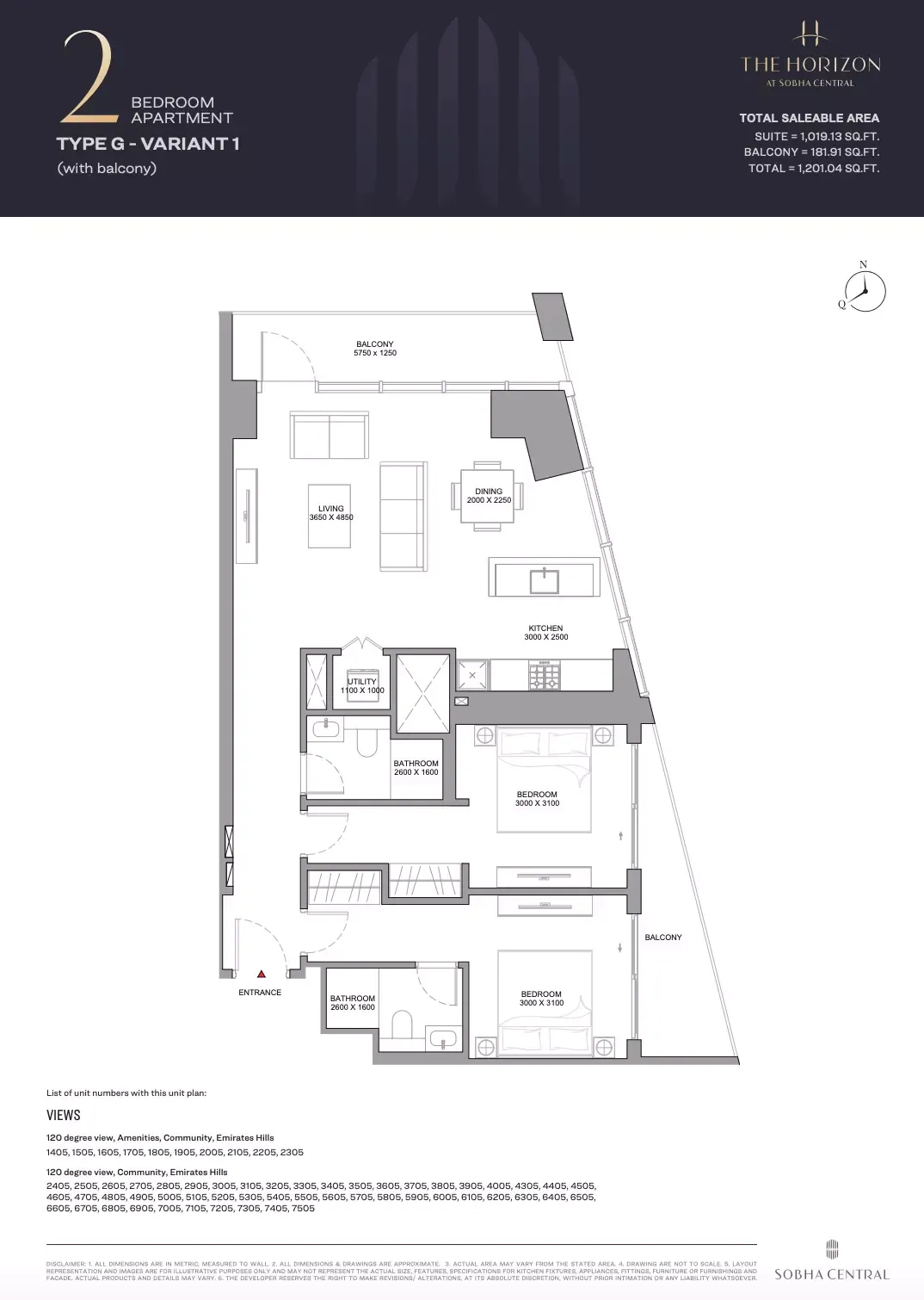 Floor plan for Type G Variant 1
